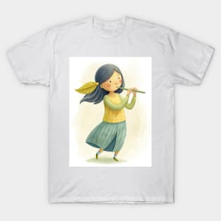 Flute Playing cute girl T-Shirt